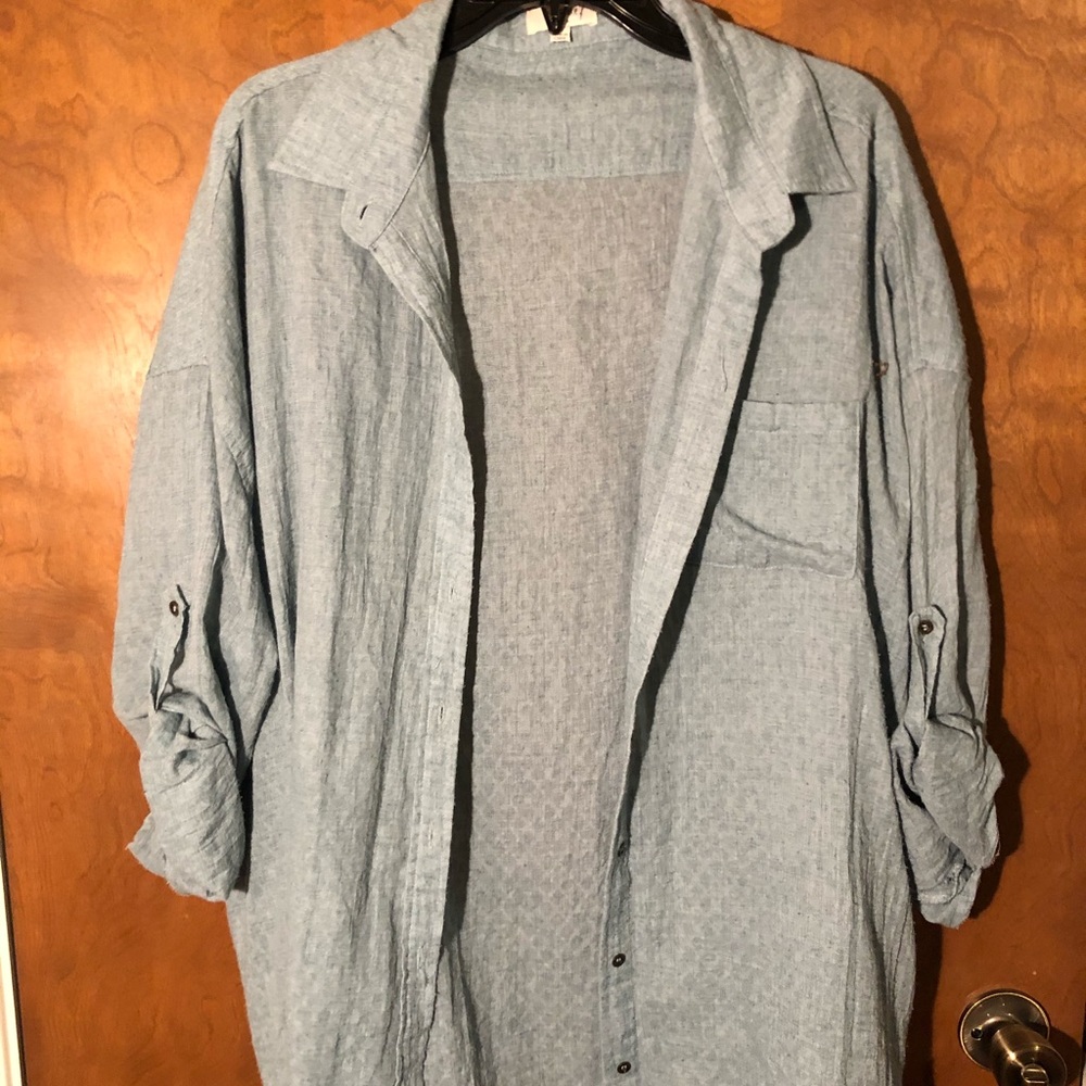 Blue button-down tunic